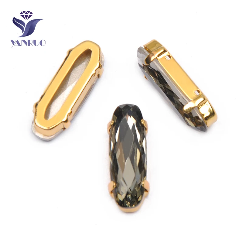 Black Diamond YANRUO 4161, удлиненные Стразы для багета, хрустальные причудливые камни с когтями, K9 точечные Стразы для рукоделия - Цвет: Black Diamond