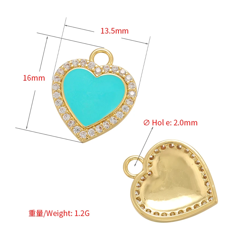 ZHUKOU gold color Enamel heart Pendant Small charms for Handmade Necklace Earrings Jewelry Accessories Wholesale VD966 |