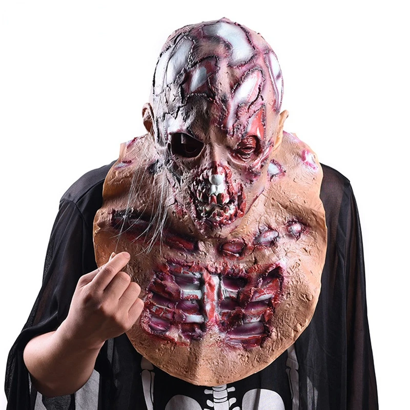 

Реалистичная латексная маска для вечеринок, страшная маска с черепом, полная голова, маски для Хэллоуина, ужасов, косплея, Хэллоуина, ужасов,...