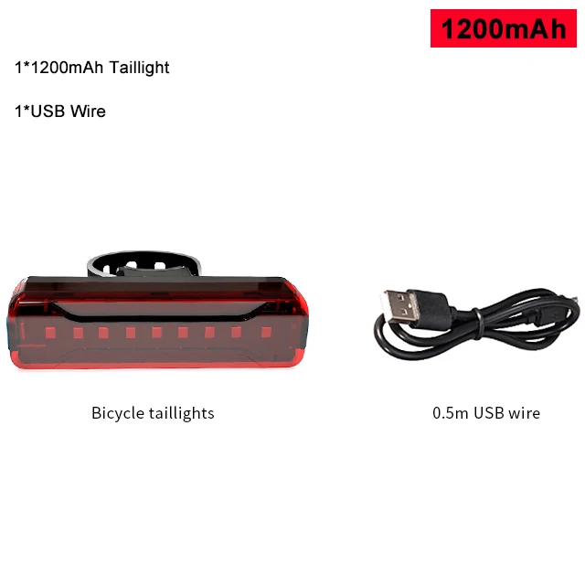1200 Taillight 5200 мАч светодиодная фара для велосипеда 3* L2/T6 USB перезаряжаемая велосипедная фара MTB фара как блок питания задний фонарь безопасности Аксессуары для велосипеда - Цвет: 1200 Taillight