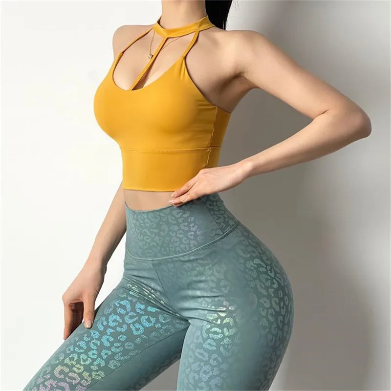 

Women Sexy Sports Bra with Pad Push Up Crop Top Vest Style Fitness Gym Bra Workout Yoga Top Sports Wear Active Tank