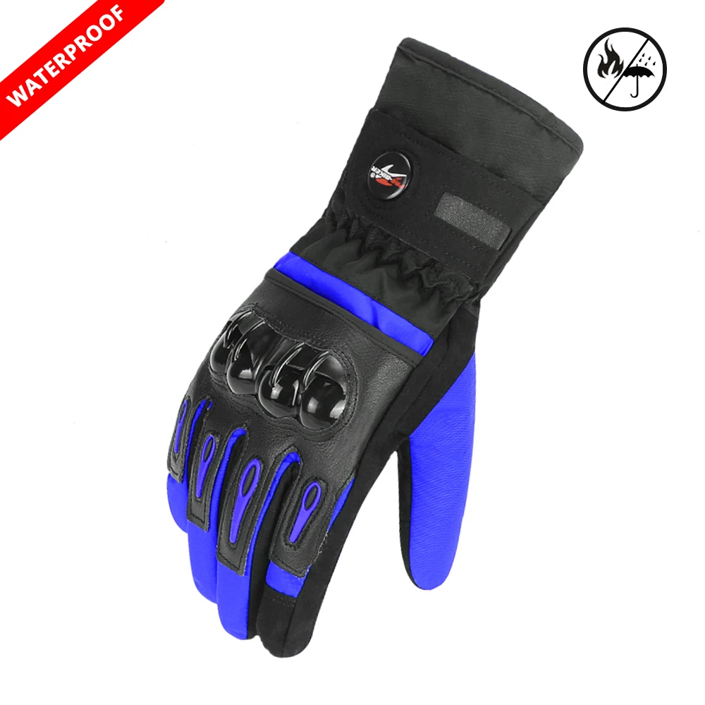 MTV-08 BU Waterproof SUOMY Motorcycle Gloves Men Waterproof Windproof Winter Guantes Moto Gloves Touch Screen Motorbike Riding Gloves - Color: MTV-08 BU Waterproof