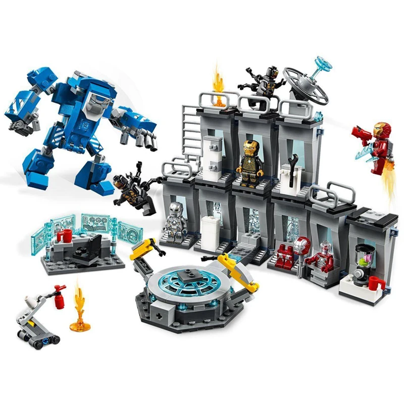 Bloques de construcci&oacute;n de Los vengadores de dise&ntilde;o de Disney para ni&ntilde;os, sal&oacute;n de armadura de hierro, Compatible con Gnaku de acero, juguetes 76125-2