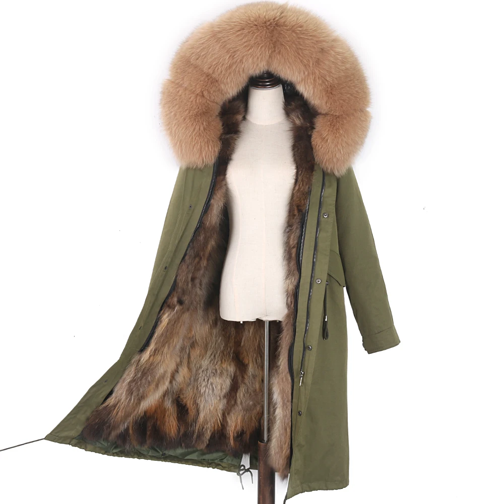 LaVelache Real Fox Fur Winter Coat Women X-Long Parkas Real Fox Fur Liner Natural Raccoon Fur Collar Hood Waterproof Jackets