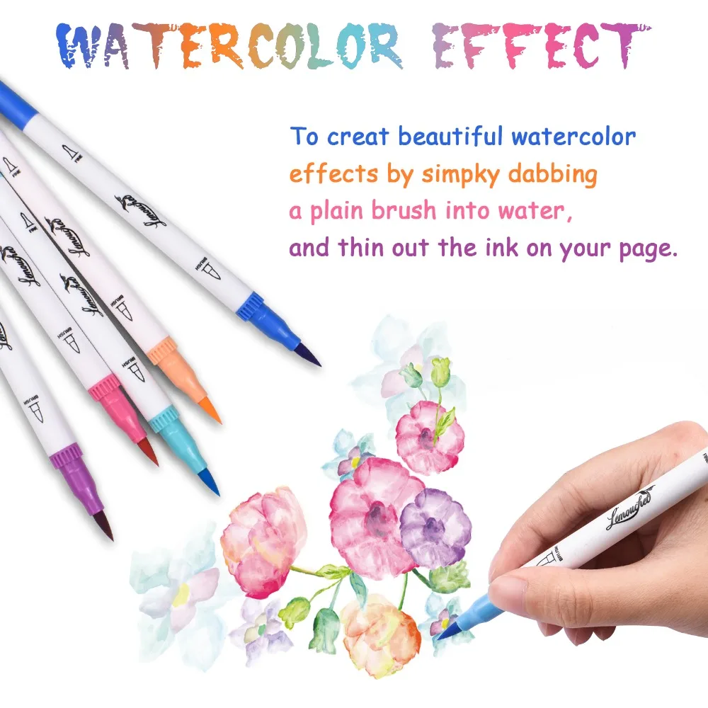 120 Colors Dual Tip Brush Marker Pens Fineliner Watercolor Art Markers Calligraphy Coloring Drawing Art Supplies with Marker Pad