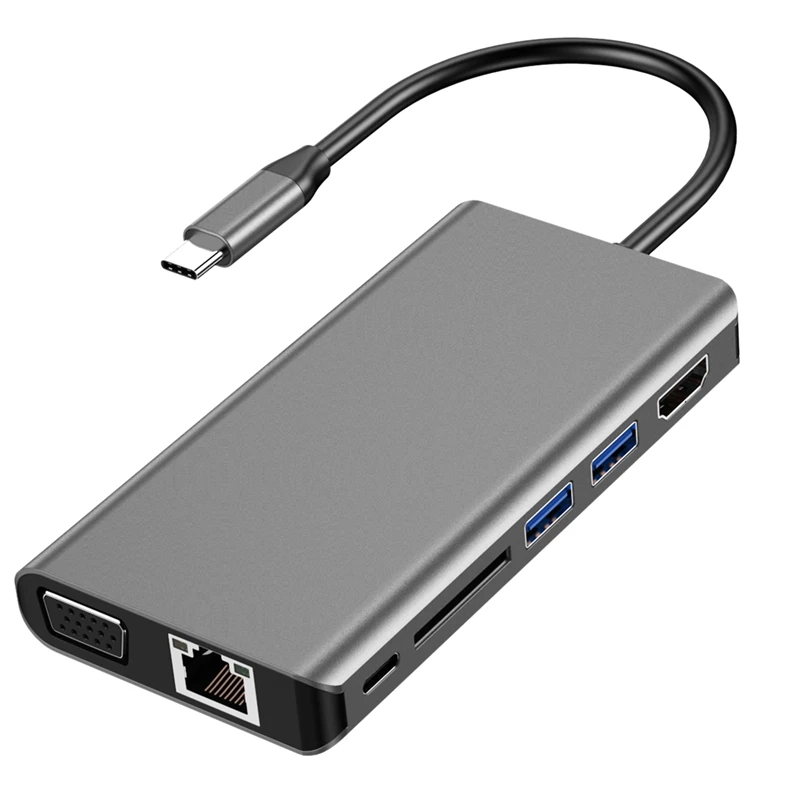8-в-1 Тип C на HDMI VGA Hub сетевой карты расширения док-станция для кабель-Переходник USB