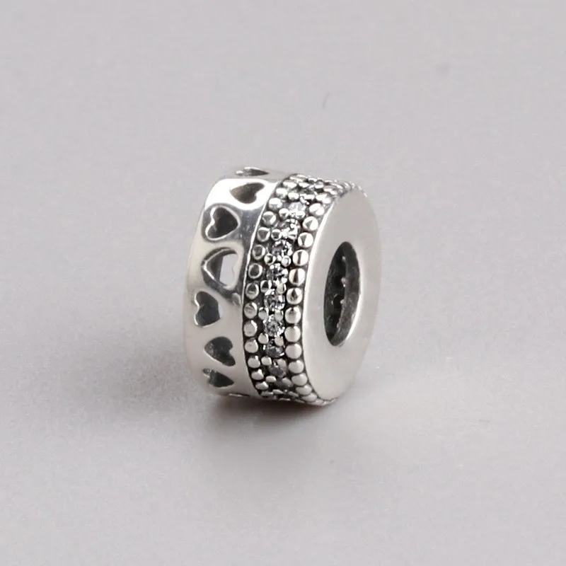 

Original 925 Sterling Silver Bead Rose Gold Round With Crystal Beads Fit Pandora Women Bracelet & Necklace Diy Jewelry