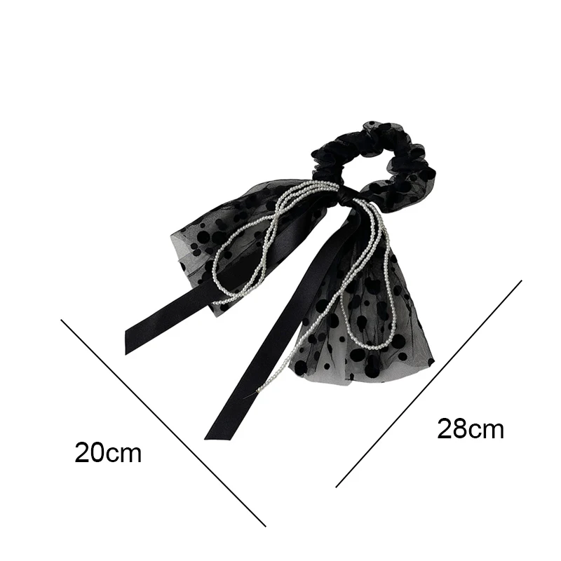 

Fashion Chiffon Bowknot Pearl Headband Women Hair Ties Girls Scrunchies Ponytail Holder for Lady Hair Bands Hair Accessories