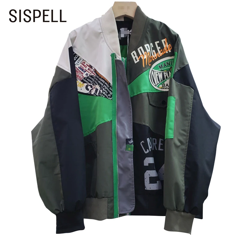 

Женское лоскутное пальто SISPELL с V-образным вырезом и длинным рукавом, свободное повседневное пальто с высокой талией, 2021