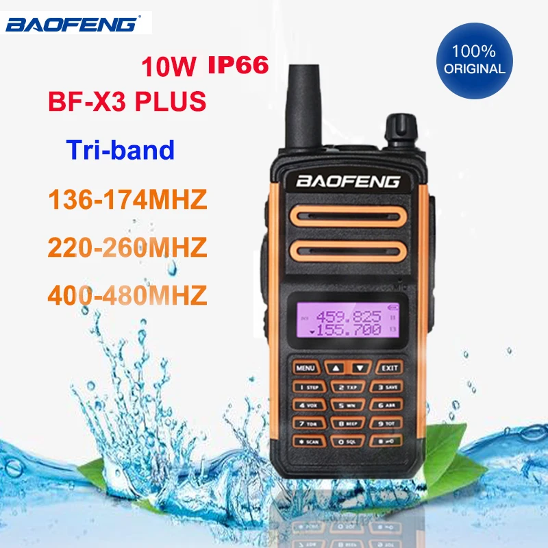 

BaoFeng обновленная версия X3 Plus высокомощная трехдиапазонная Любительская CB радиостанция HF трансивер IP66 Водонепроницаемая рация S5 Plus