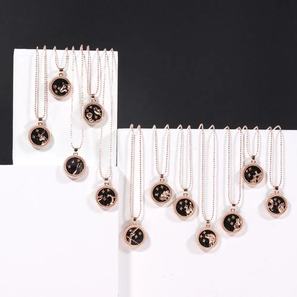 

Unisex Paper Card 12 Constellations Pendant Link Chain Necklace Gemini Cancer Virgo Necklace Birthday Gifts For Women Men