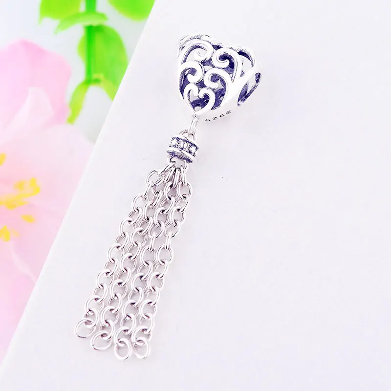 Fit Original Pan Charm Bracelet Authentic 925 Silver Heart Tassel Enchanted Bead For Making Pulcera Pendant Berloque 2020 | Украшения и