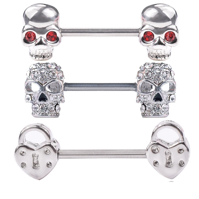 1 шт. хирургические стальные кольца для сосков пирсинг череп сердце форма цветка