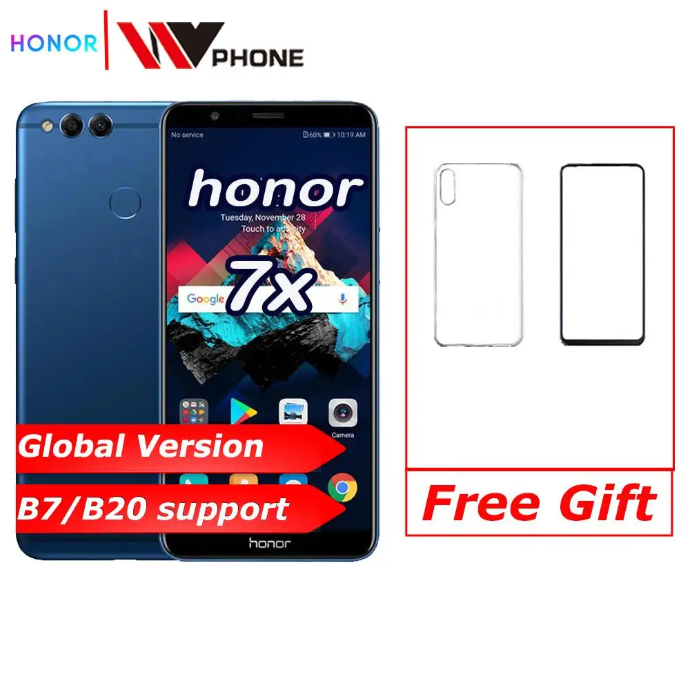 Мобильный телефон Honor 7X глобальная версия 4 Гб 64 ГБ 5 93 дюйма Восьмиядерный двойная