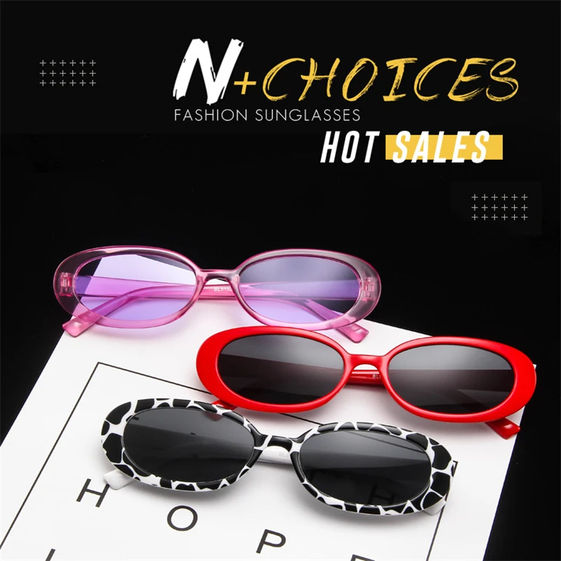 

Europe And The United States Oval Frame Sunglasses Cows Color Fashion Sunglasses Small Glasses Ins The New Sunglasses