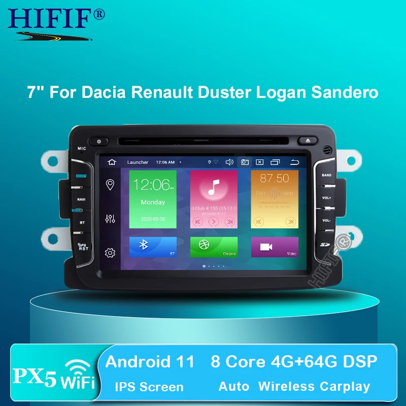 Автомобильный DVD-плеер PX5 Android 11 Octa Core для Dacia Sandero Duster Renault Captur Lada Xray 2 Logan GPS плеер