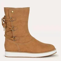 women boots mid calf boots winter shoes ladies fashion cross strap mid tube frosted snow boots sleeve warm new plus size 43