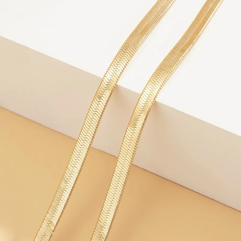 

Simple V-shaped Snake Bone Chain Single-layer Necklace All-match Geometric Flat Snake Bone Necklaces for Women Jewelry Gifts