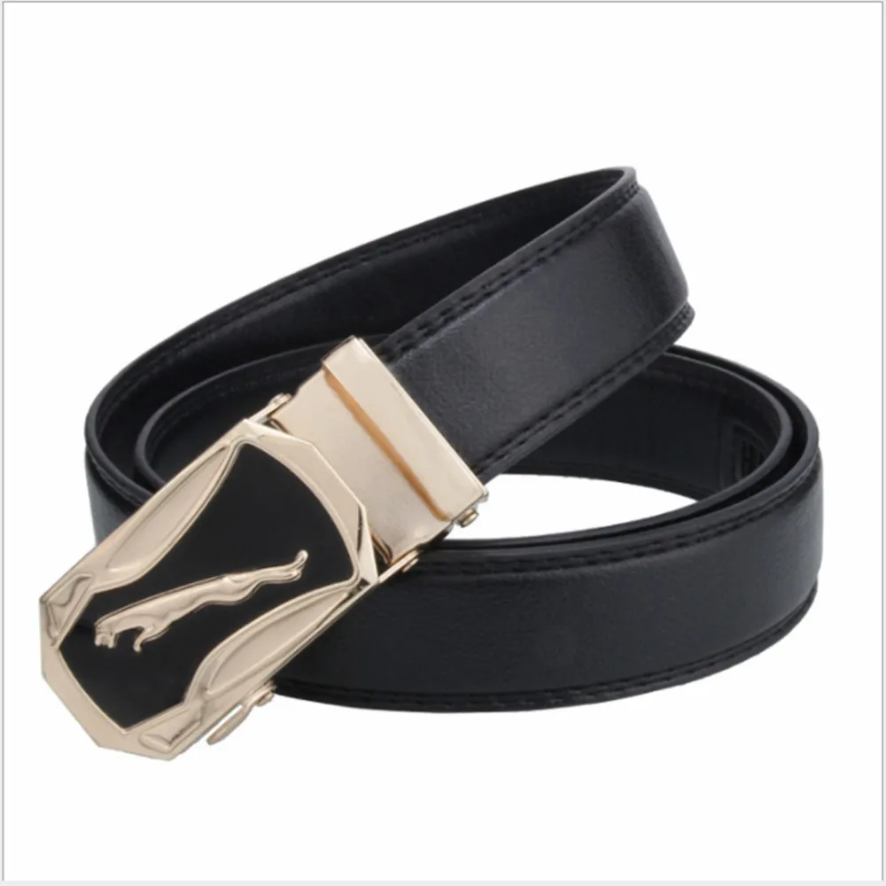 Модные черные ремни с автоматической пряжкой из натуральной кожи мужские