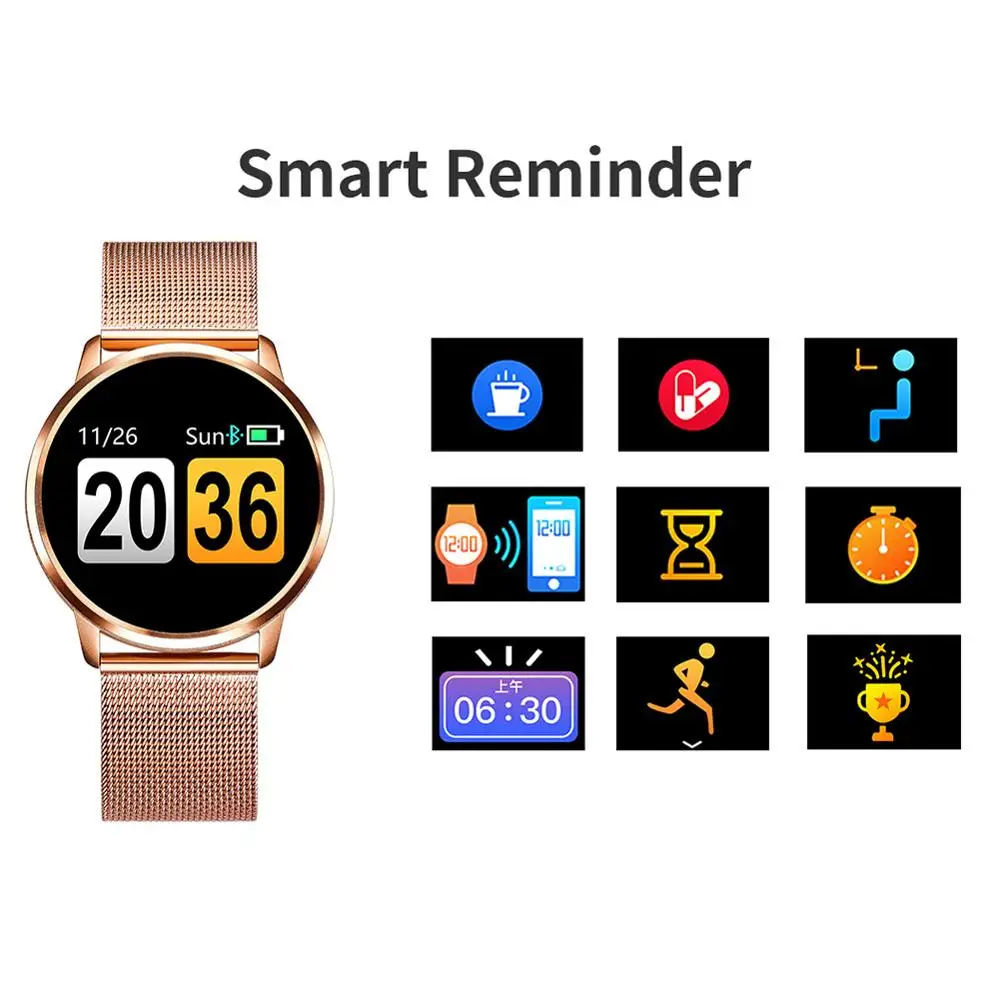 Q8 Смарт часы OLED цветной экран мужские и женские умные модные фитнес трекер