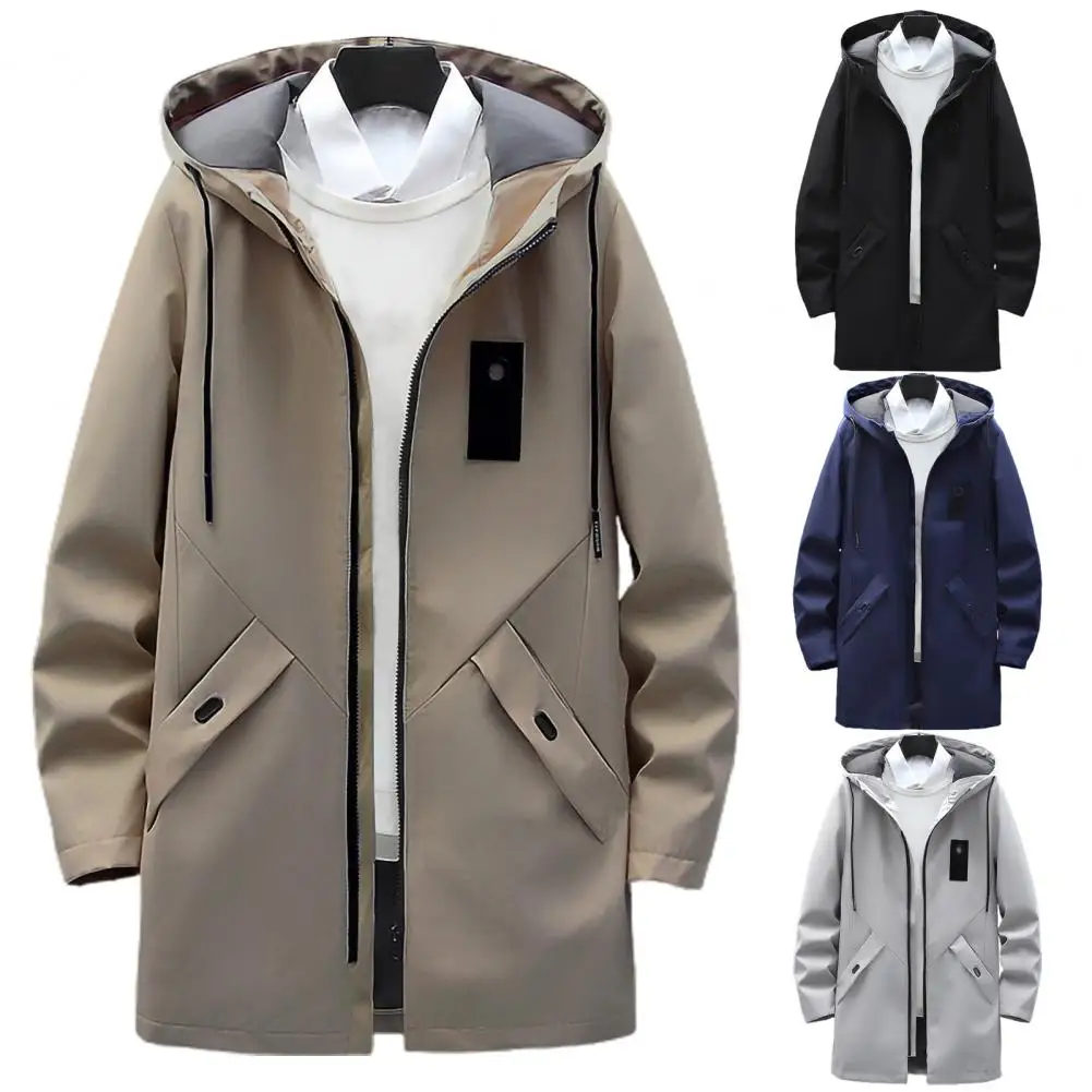 

Men Zipper Coat Pretty Simple Fit Design Male Overcoat Polyester Windbreaker
