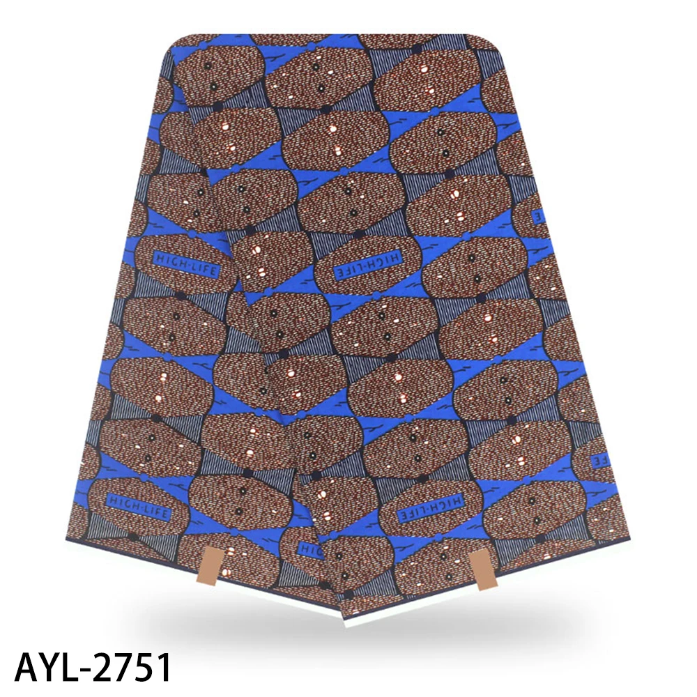 AYL-2751 Африканская ткань, хлопок, Анкара, ткань, высокое качество, нигерийский воск, принты, ткань, настоящий голландский воск, 6 ярдов, BHL - Цвет: AYL-2751