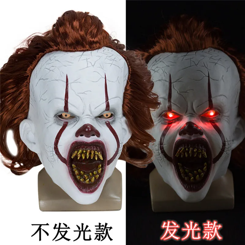 Новинка, 2 типа, светодиодный маска-клоун в стиле ужасов,, фильм «It Chapter 2 Pennywise», маска-клоун, латекс, страшные костюмы на Хэллоуин, реквизит