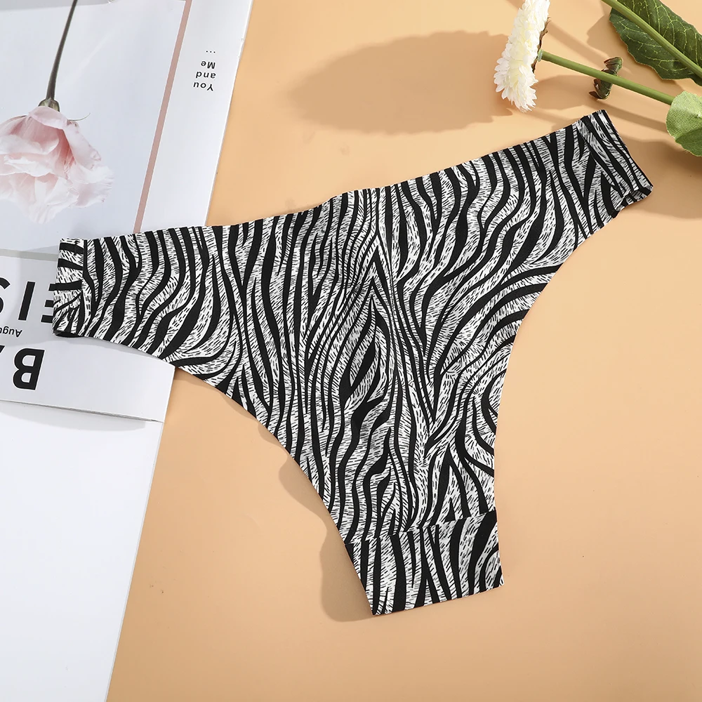 Трусики-стринги женские AIJOLEN с низкой посадкой Леопардовый принт Зебра бесшовные