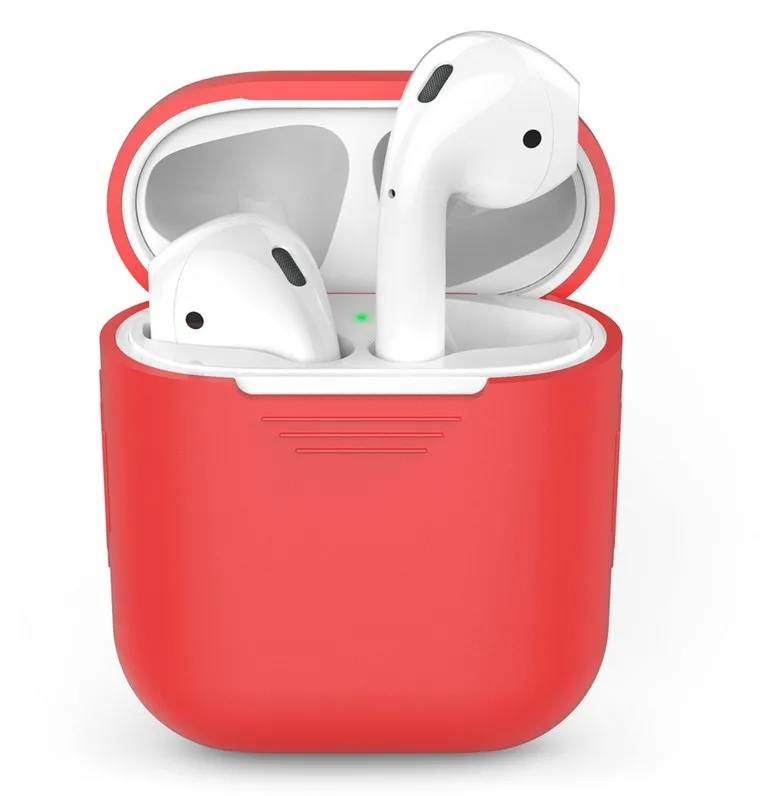 Apple airpods ремешок, силиконовый чехол для хранения, защитный чехол для зарядки, коробка для хранения, защита от потери шеи, шнур для наушников - Цвет: Красный