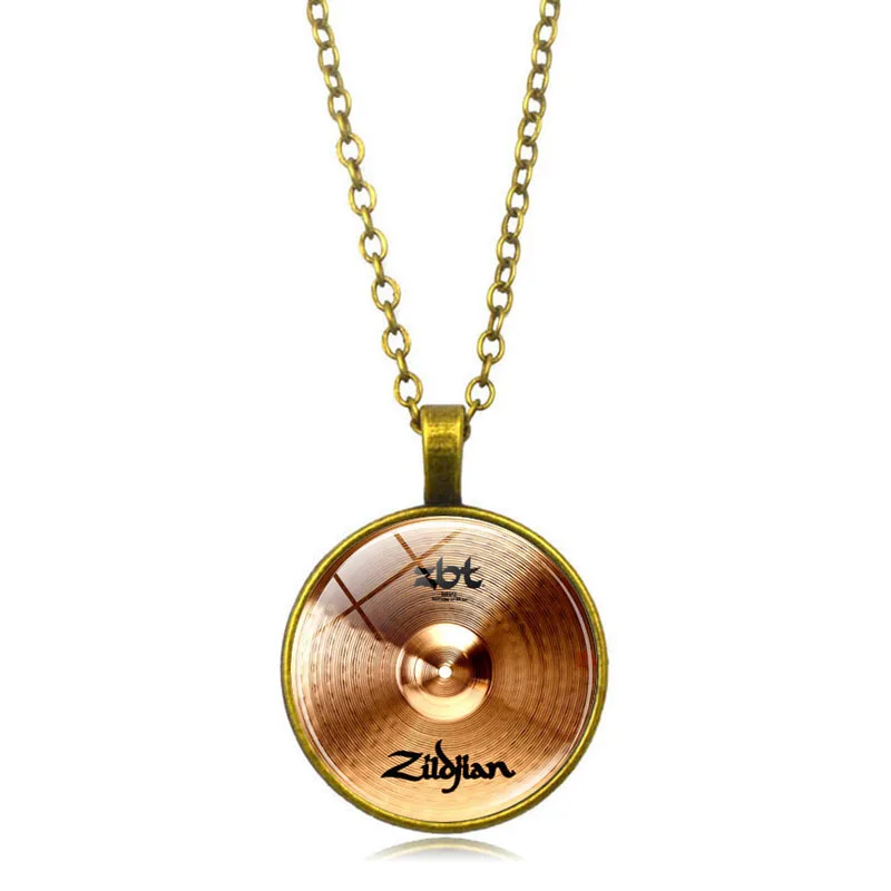 XSWX2173-bronze Модное винтажное ожерелье из сплава и стекла, круглый кабошон, ожерелье с кулоном, барабанщик, тарелки, ожерелье, женское ювелирное изделие, рождественский подарок - Окраска металла: XSWX2173-bronze