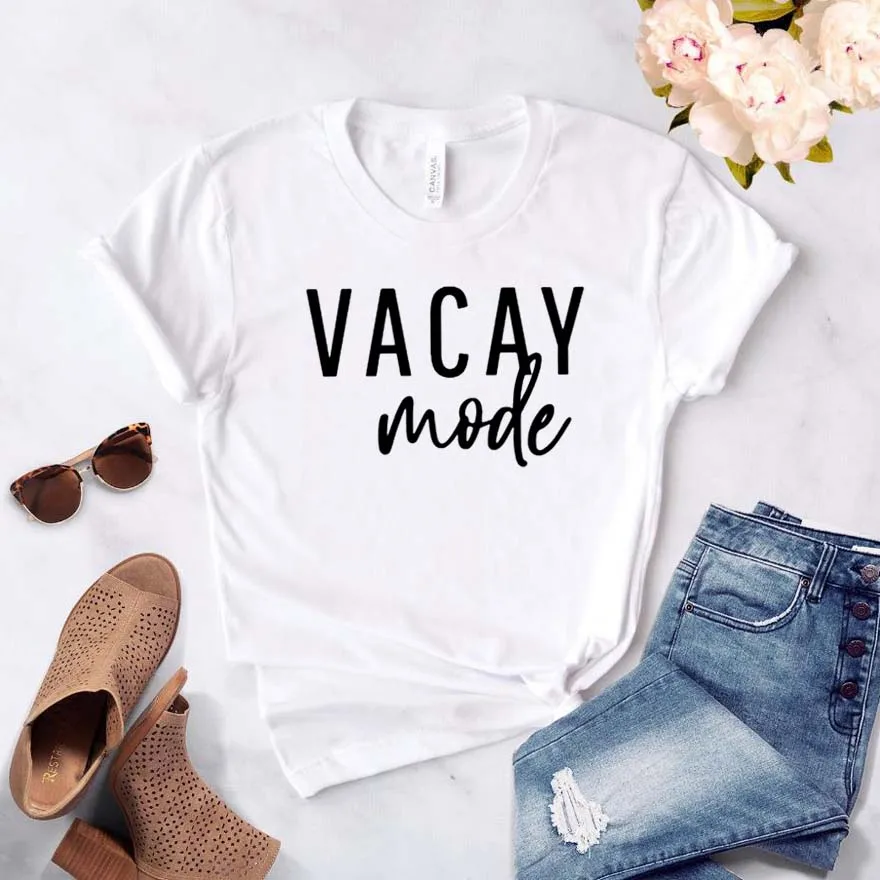 Vacay режим печати женская футболка хлопок свободный покрой забавная для маленькой