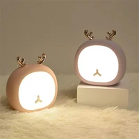 usb rechargeable led deer rabbit night light touch sensor animal bedroom bedside table lamp for kid baby christmas birthday gift