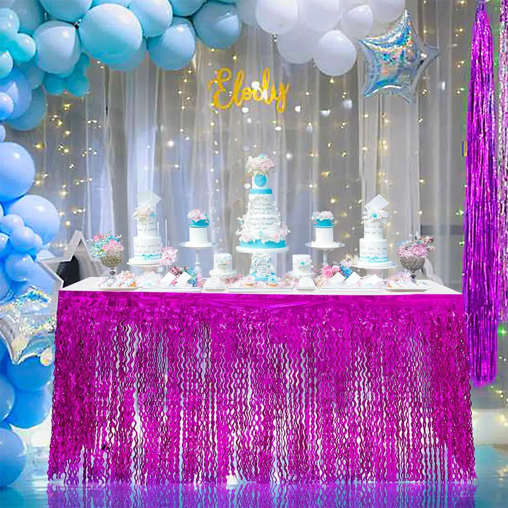 TPFOCUS Multicolor Glitter Spiral Tassel Curtains Bridal Shower Table Skirt for Wedding Birthday Baby Shower Party Decoration