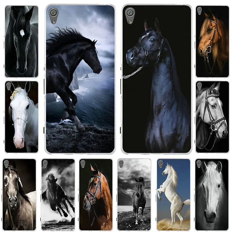 Clear Case Cover For Sony Xperia Z Z1 Z2 Z3 Z4 Z5 Compact M2 M4 M5 T3 XA E3 E5 C4 C5 Soft Phone Amazing Horse Animal Print | Мобильные