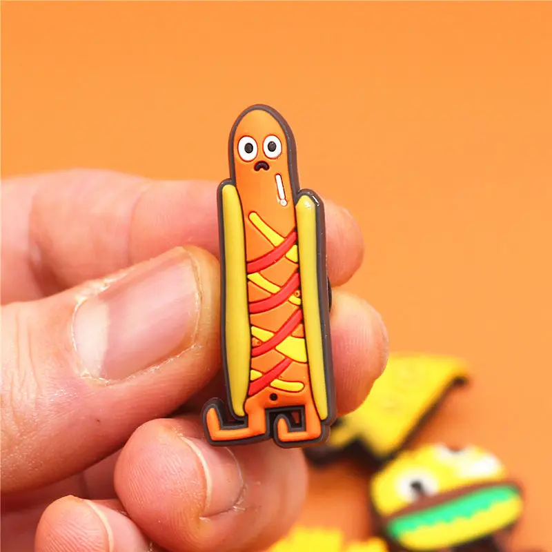 Single Sale 1pcs Original Shoe Charms Cartoon Ice cream and Burger Garden Shoe Buckle Accessories Decorations Fit Croc JIBZ Kids