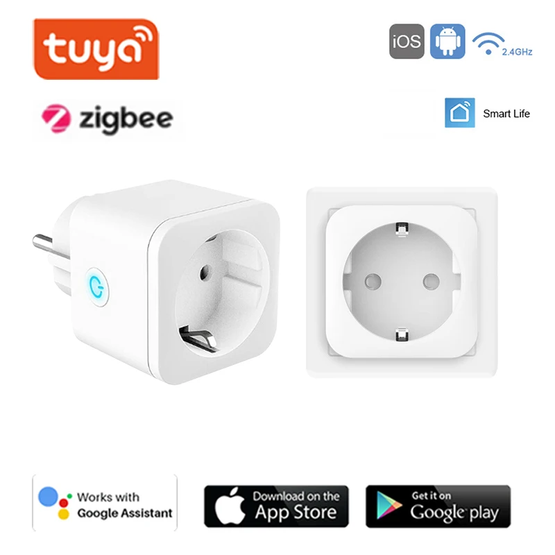 

Zigbee tomada inteligente tuya ue plugue 16a, работает с alexa google casa inteligente mini automaiton