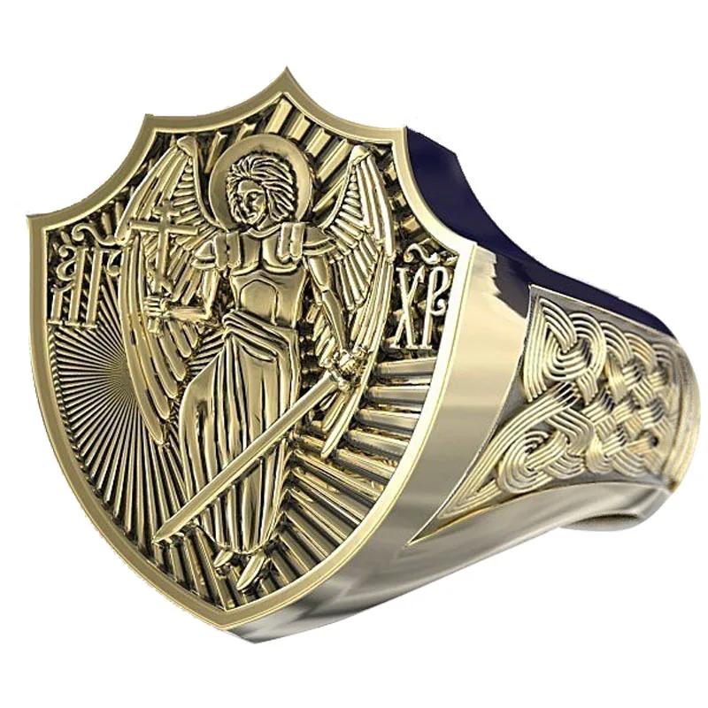 Punk Men's Ring Retro Angel Wings Cross Signet Rings for Men Women Vintage Goddess of Justice Anillos Viking Sword Jewelry Gift