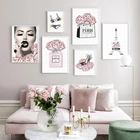Модная Настенная картина с изображением Эйфелевой башни, нижнее белье, постер на каблуках, модная картина с изображением розовых цветов, украшение для комнаты красоты