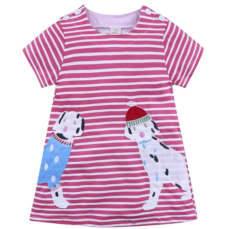 Летнее повседневное хлопковое платье в полоску для девочек Детские платья с