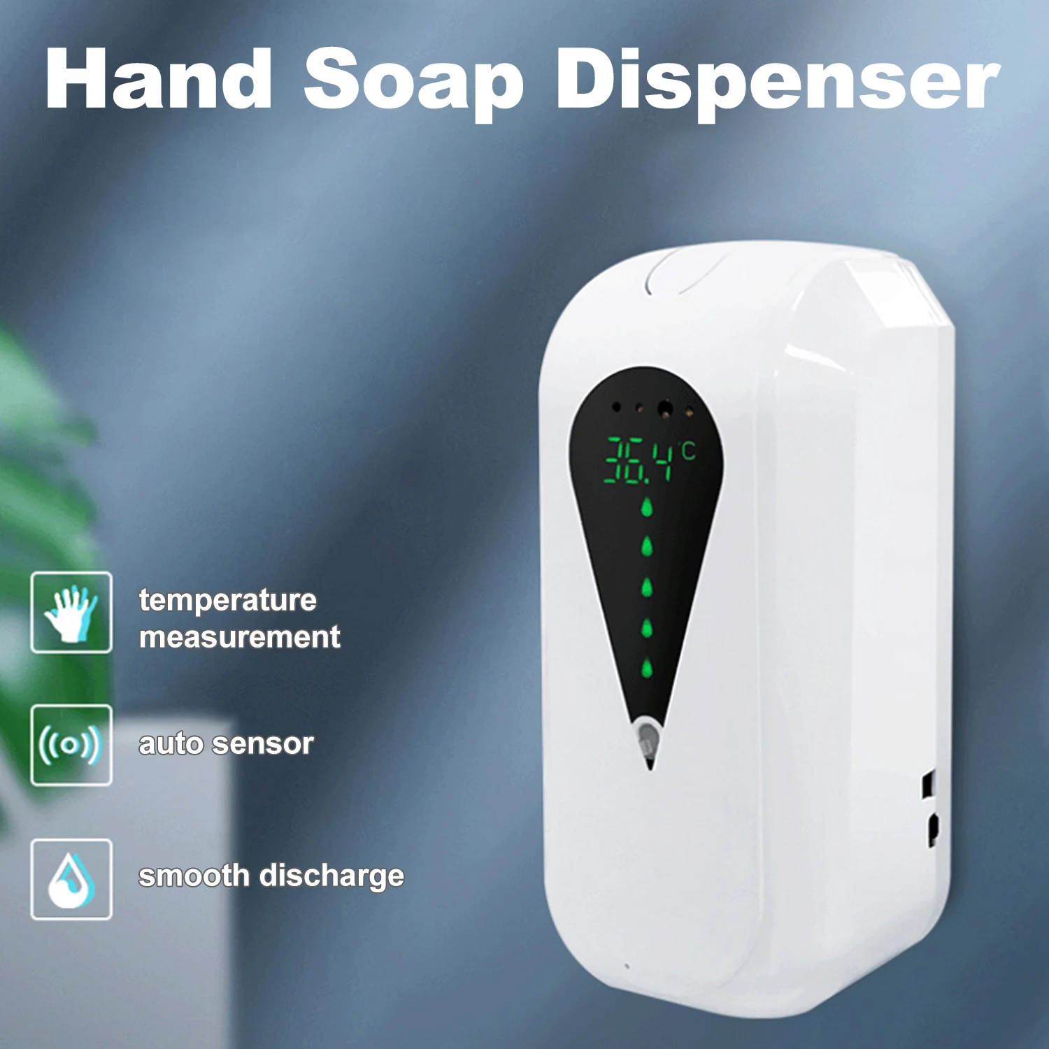 

Automatic Hand Dispenser with Temperature Thermometer- Touchless Large Capacity Spray Hands Free Wall Mount for Office Hotel