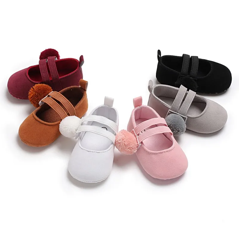 

Hair Ball Baby Shoes Newborn Cotton Baby Girl Shoes Soft First Walkers 6 Color Hair Ball Princess Baby Girl Shoes Prewalke