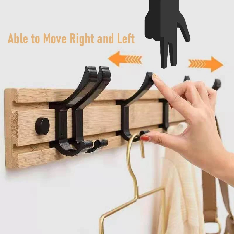 Wall Mounted Coat Hook Wooden Rack Clothes Robe Towel Hanger Hat Bag Hooks Living Bedroom Bathroom 5 Wall Hooks Home Accessories