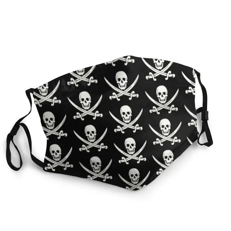 Jolly Roger Non-Disposable Face Mask Adult Pirate Skull Pattern Anti Haze Dust Protection Cover Respirator Mouth Muffle