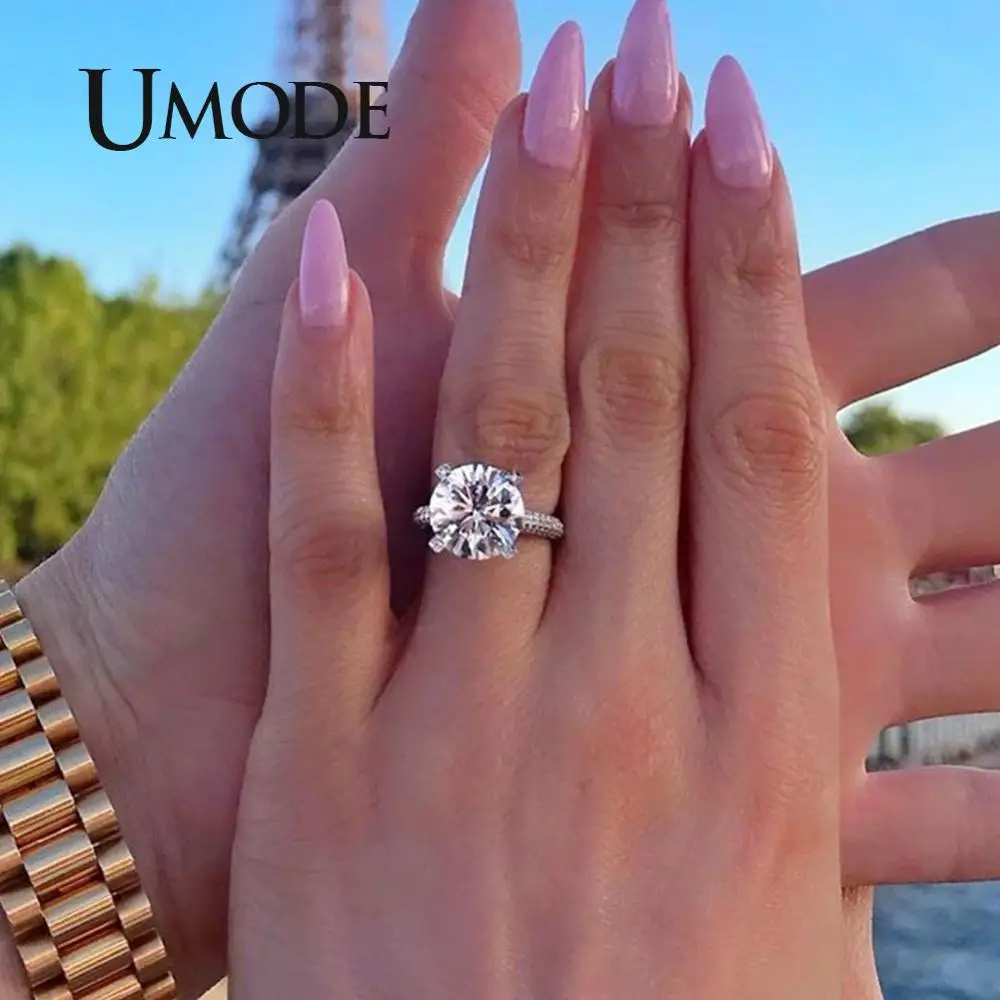 UMODE белое золото цвет свадебные кольца для женщин Bijoux кольцо ювелирные изделия AAA Bague аксессуары Femme подарок на помолвку для девочек UR0574A