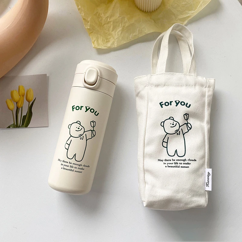450ml Large Capacity Stainless Steel Water Bottle Korean Simple Cute Cup Warming Mug Birthday Gift for Women Christmas Gifts