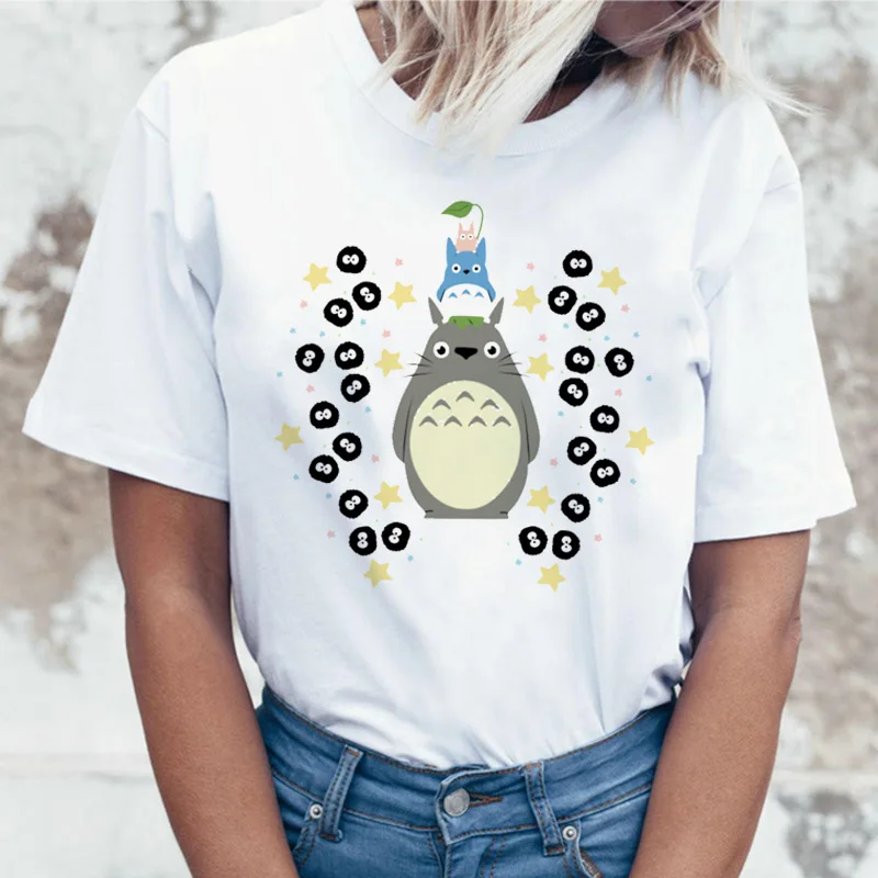Totoro футболка Женская Топ Футболка студия Ghibli kawaii 90s Графический harajuku Miyazaki Hayao женская мода