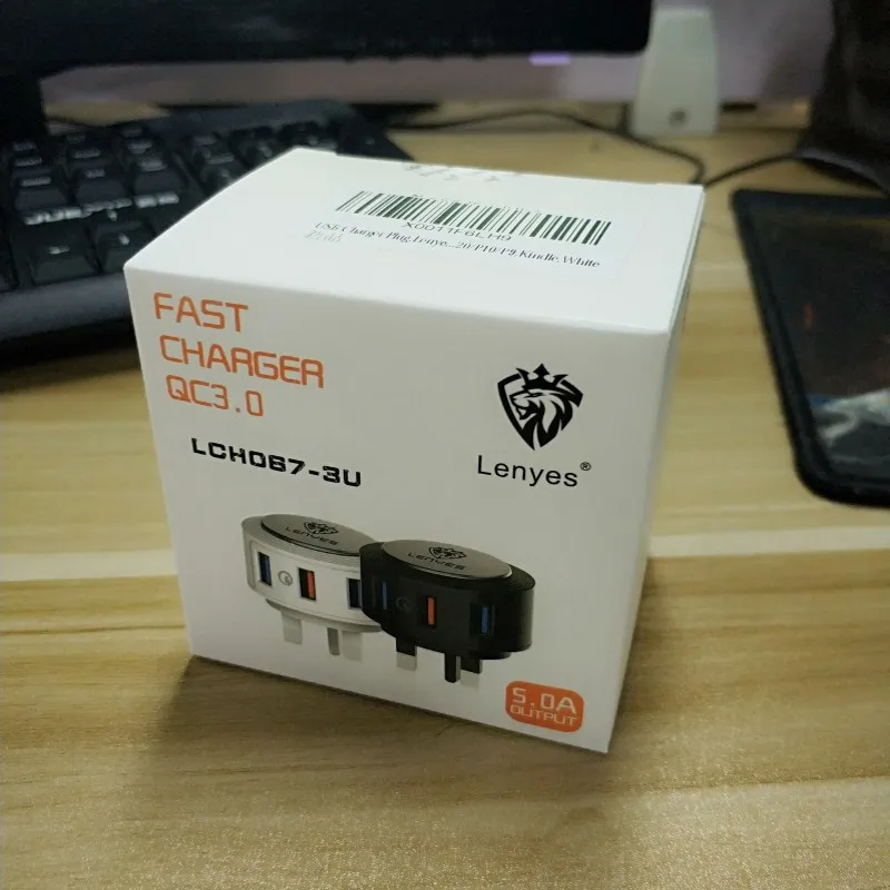 Lenyes Розничная коробка высокомощное зарядное устройство QC3.0 28 Вт тройное USB