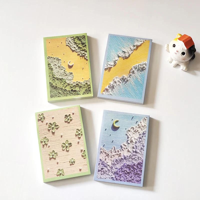 

80 Sheets Sakura Oil Painting Sticky Notes Decoration Memo Pad DIY Scrapbooking Journal Notepad Cute Stationery School Supplies