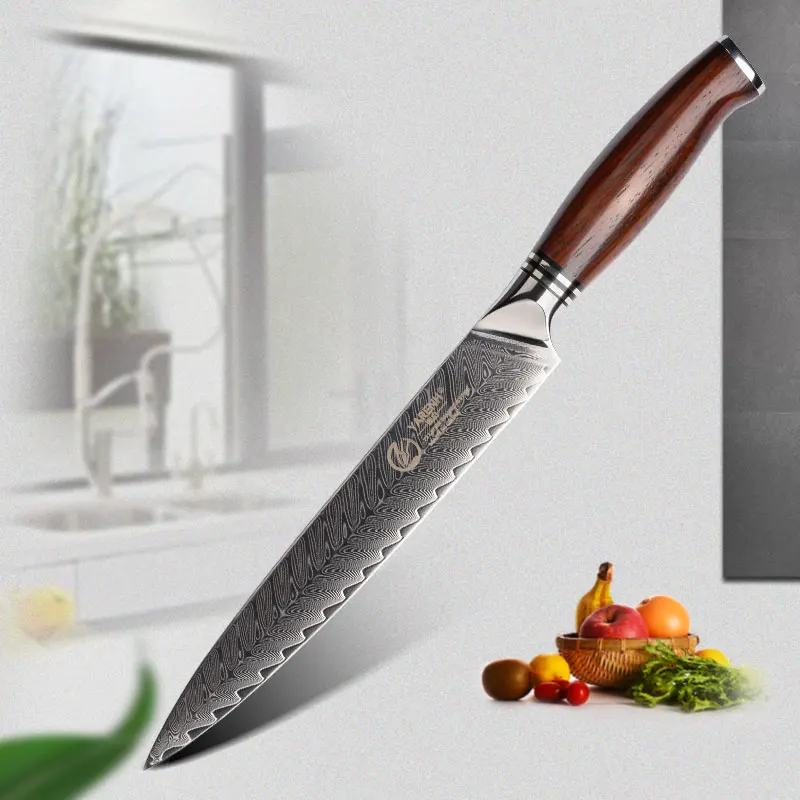 Yarenh 8 Inch Cleaver - 73 Layers Japan Damascus Kitchen Tools - Sharp High Carbon Steel Knives - Slicing Sashimi Sushi Knife