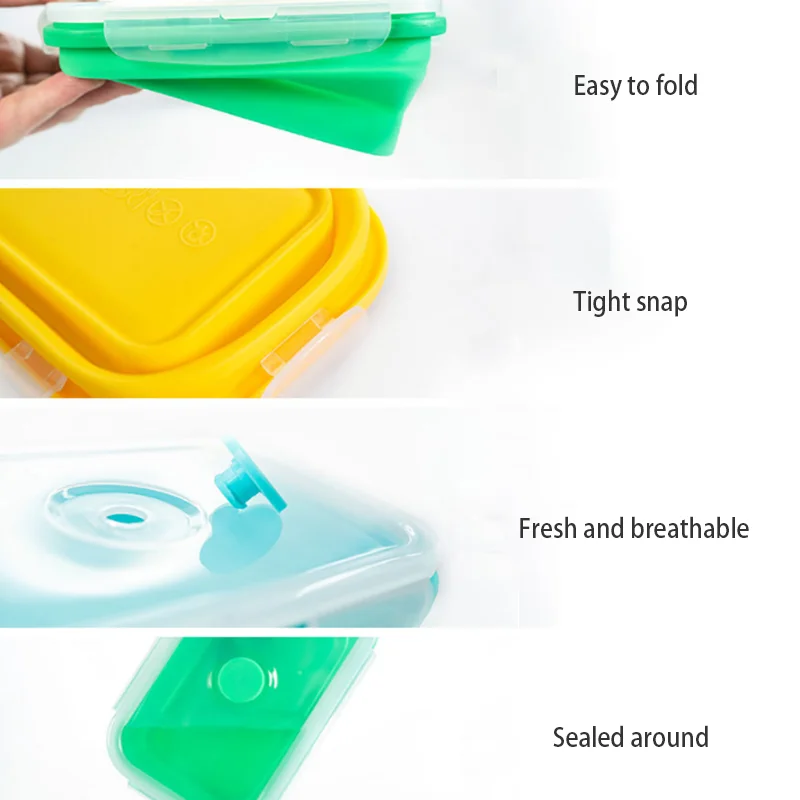 500 мл складной силиконовый Ланч-бокс Портативный для микропосуды прямоугольный
